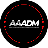 A black circle with the word aaadm in it.