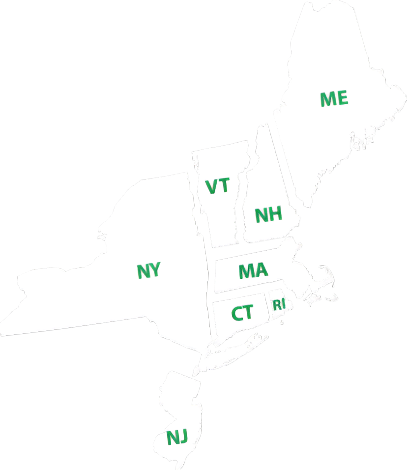 A map of the united states with each state labeled.